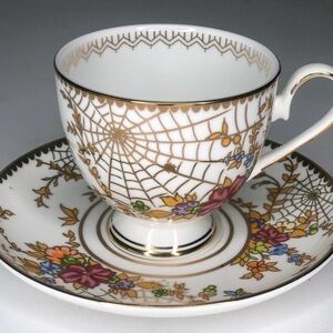 Vintage-style SPIDERWEB Teacup and Saucer. Many available! LIMITED EDITION